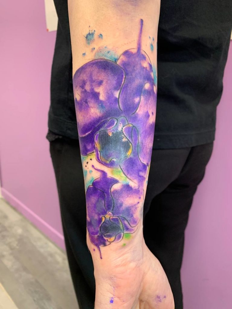 watercolor tattoo violet
